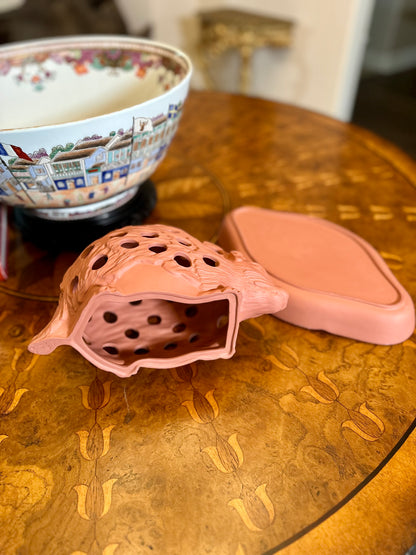 Rare Wedgwood Jasperware Hedgehog Bulb Pot & Stand, Terracotta, c. 1971