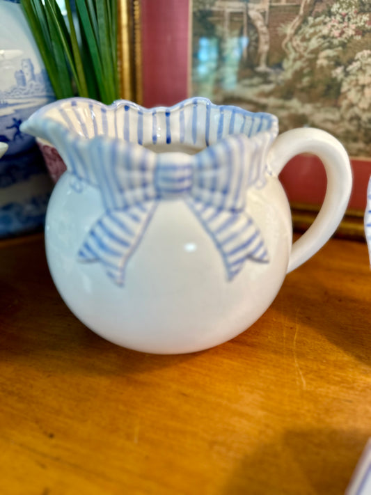 Vintage Haldon Group Ribbon Pitcher | Blue & White Stripe | 1989