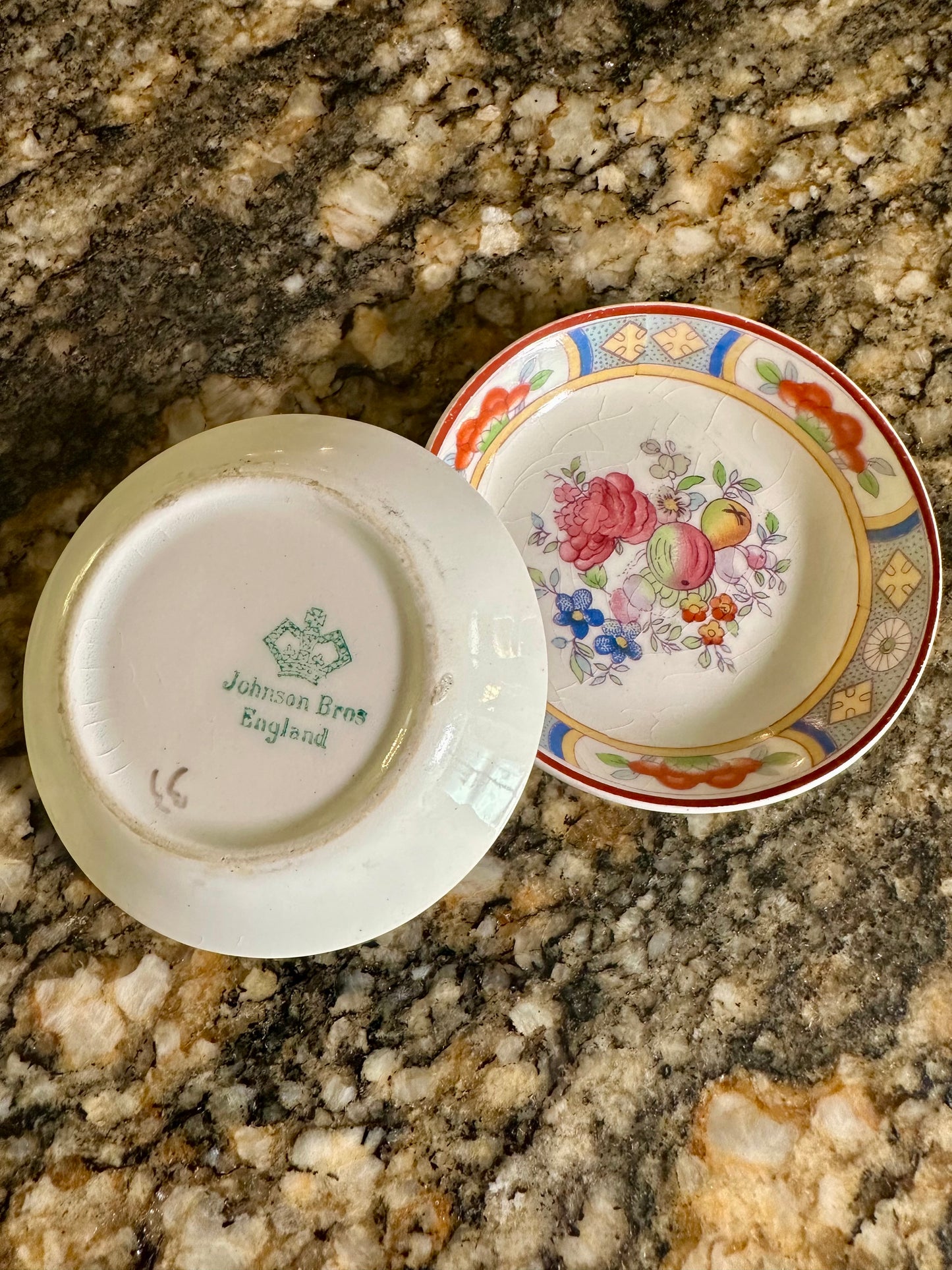Reserved for Yvonne Hearts for Spokane Charity Auction - Antique Pair Johnson Brothers “Arundale” Butter Pats | England, c. 1920s–30s