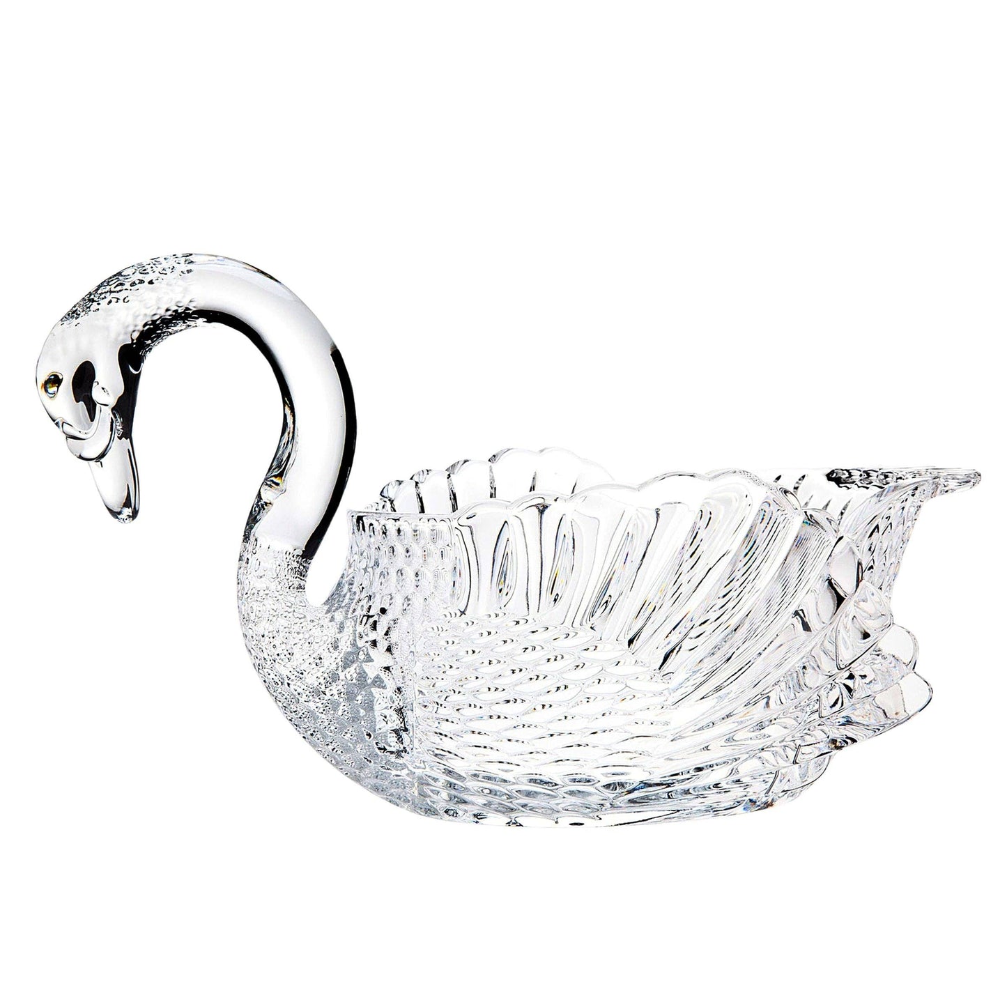 Crystal Swan Serving Bowl in Clear Unleaded Crystal – 12” Elegant Centerpiece Bowl