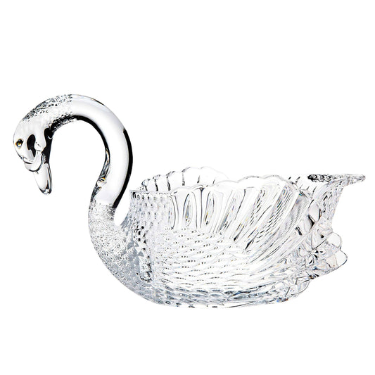 Crystal Swan Serving Bowl in Clear Unleaded Crystal – 12” Elegant Centerpiece Bowl