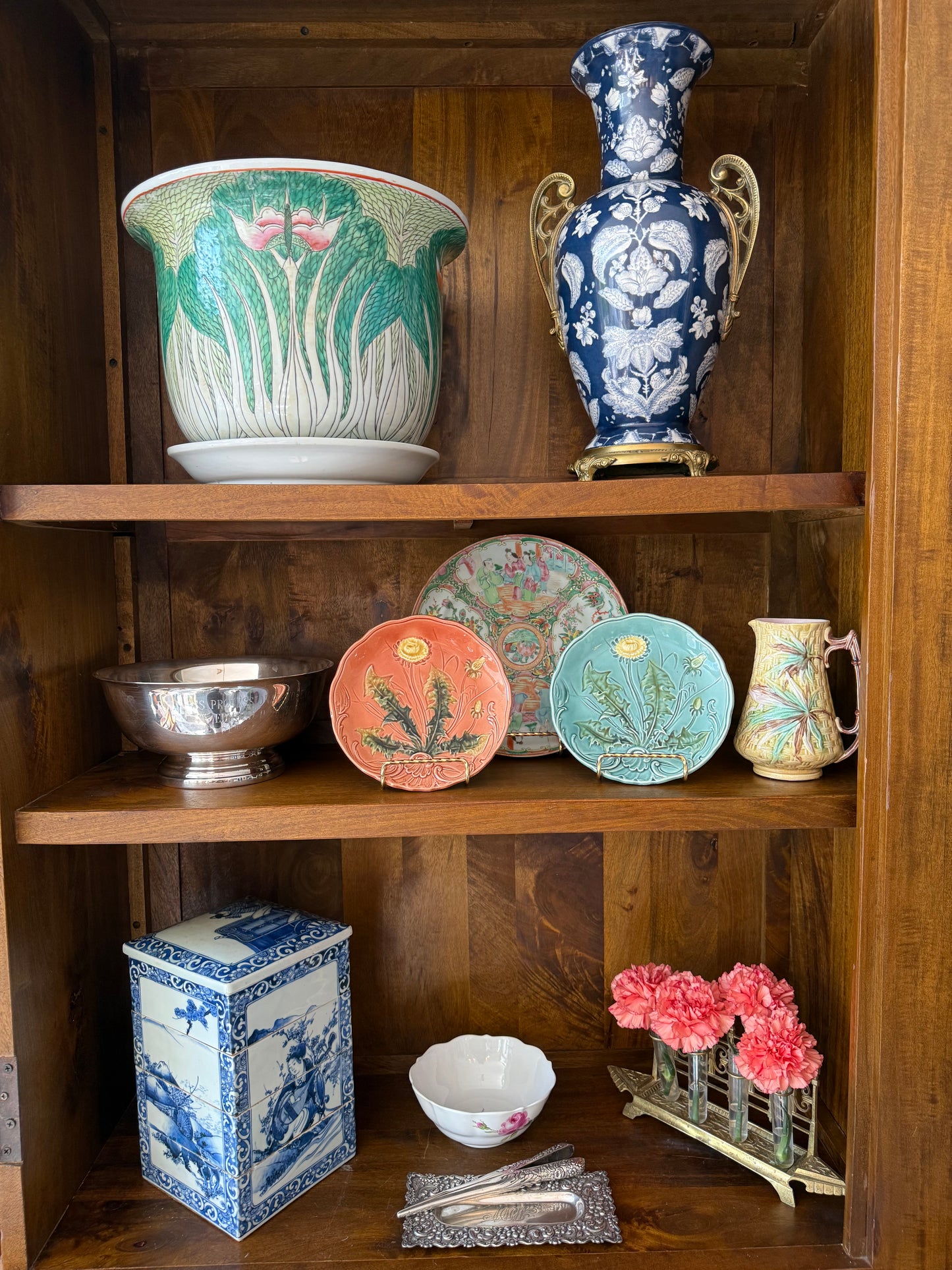 Antique Japanese Porcelain Blue & White 4 Sided Stacking Jubaku Boxes