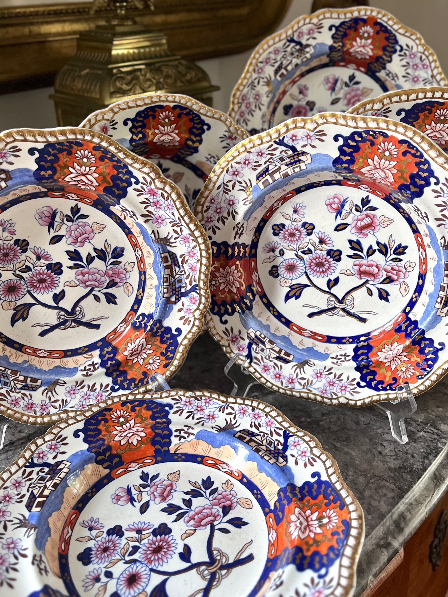 Live 09/01 Stunning Mid 19th C Set Of 8 Copeland Late Spode Imperial Dinner Plates