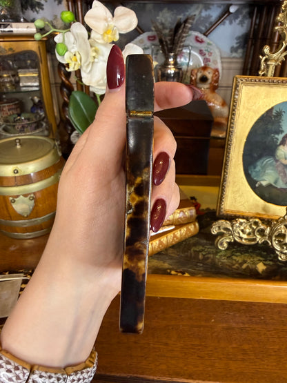 Antique Victorian Tshell🤎🐢 Calling Card Case | Mother-of-Pearl & Abalone Floral Inlay | Sterling Silver EF Monogram | 4” × 3”