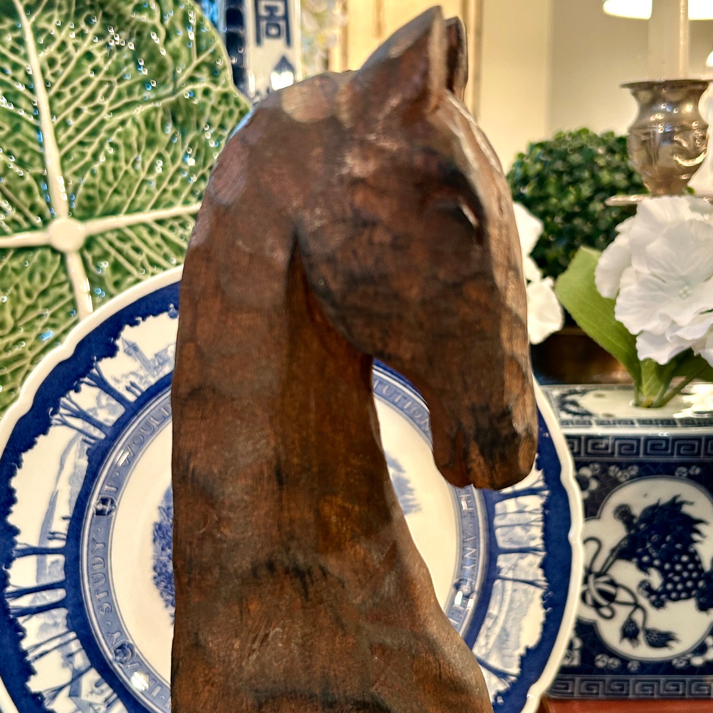 Statuesque horse bust statue centerpiece 16 in