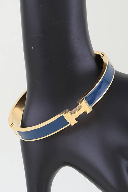 Bright H Cuff Bracelet BDBA327: Gold navy