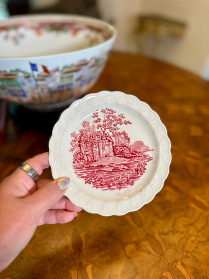 Vintage Taylor, Smith & Taylor Red Transferware Castle Plate | 7.5”
