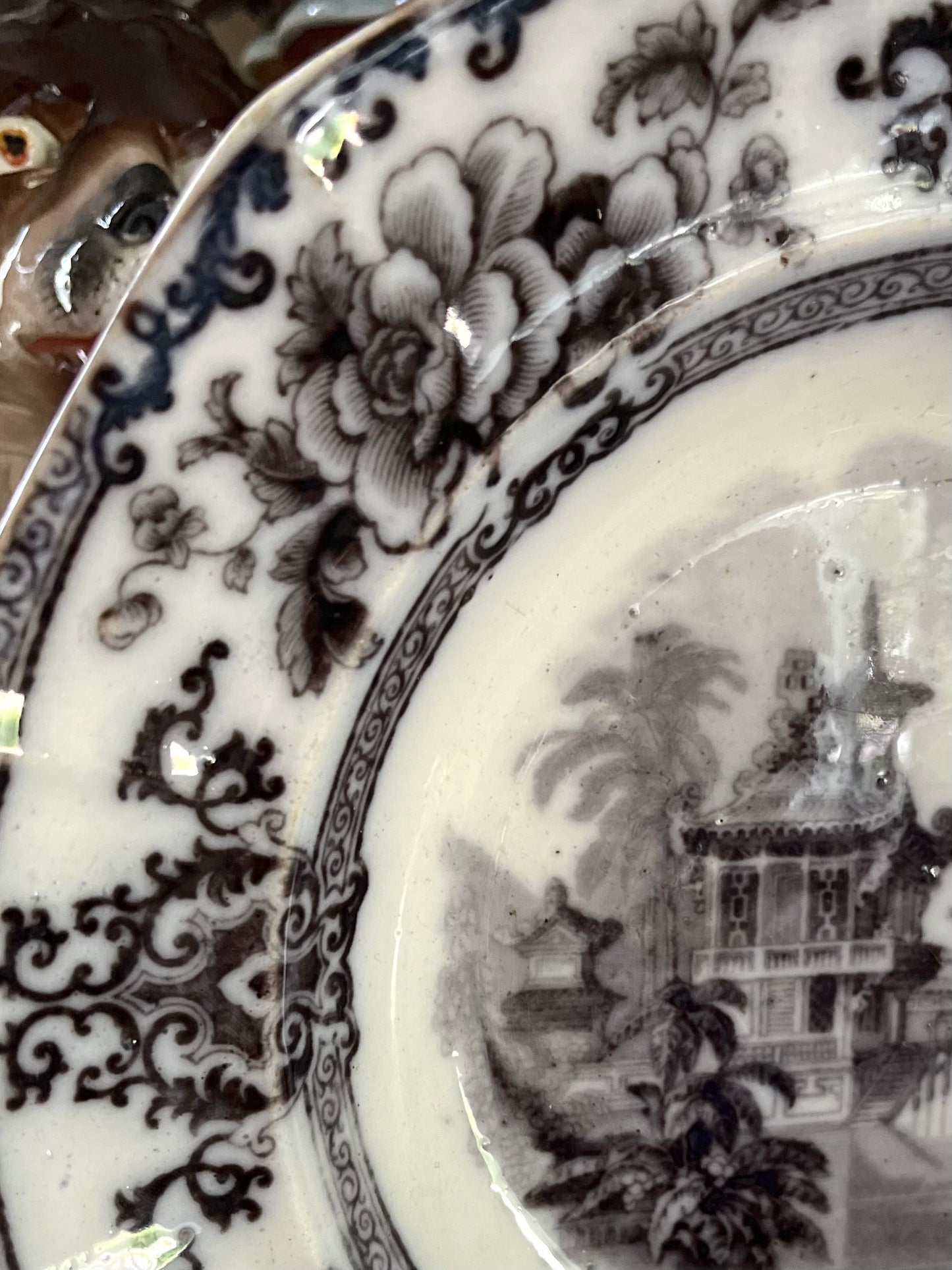 Live 06/29 Antique Davenport “Cypress” Mulberry Transferware Cabinet Plate 10 1/2”