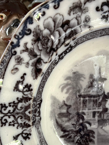 Live 06/29 Antique Davenport “Cypress” Mulberry Transferware Cabinet Plate 10 1/2”