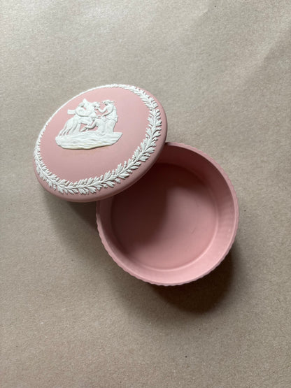 Cream pink Wedgwood round cupcake trinket box