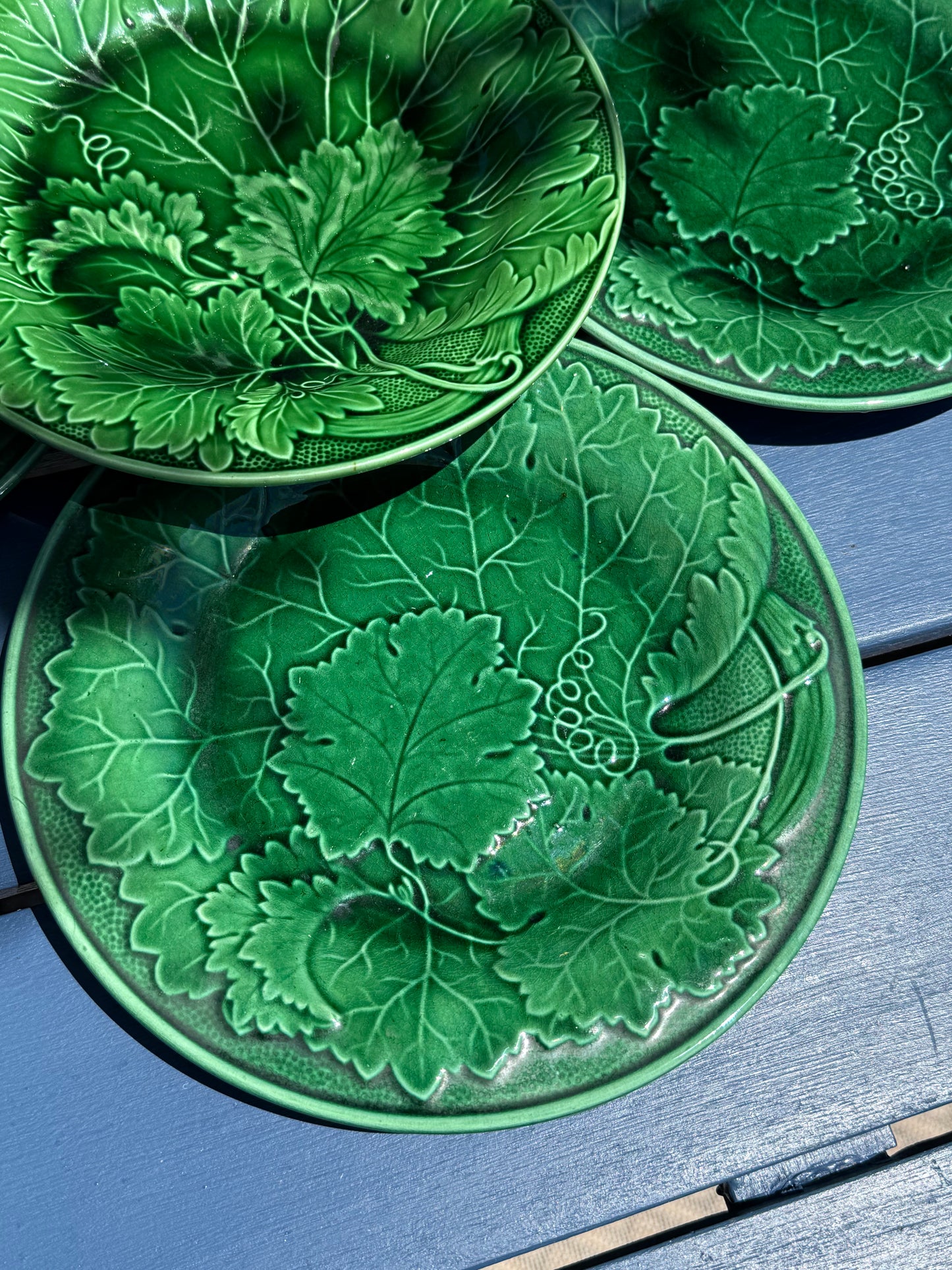 Antique (5) French Majolica Plates | 9" Diameter | Style DA4480
