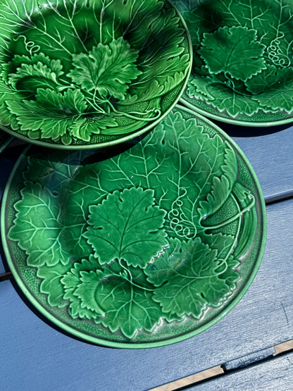 Antique (5) French Majolica Plates | 9" Diameter | Style DA4480