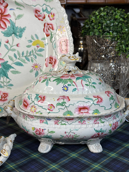 Antique Hicks & Meigh Stone China 6-Piece Tureen & Platter Serving Set | English Staffordshire | Circa 1820