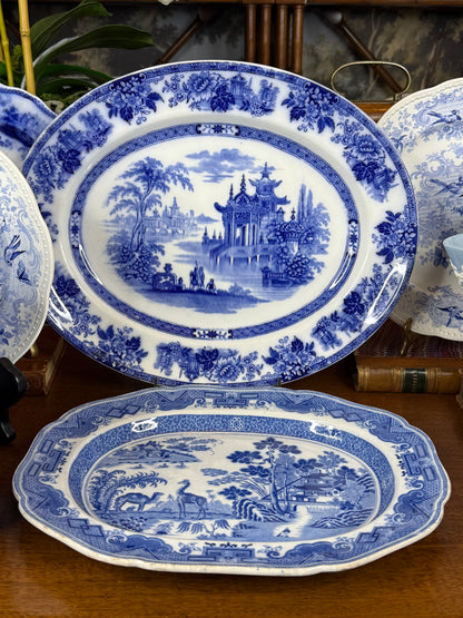Minton “Camel and Giraffe” Blue & White Transferware Meat Dish / Platter | c.1815 | 13” L × 10” W | #DA4597