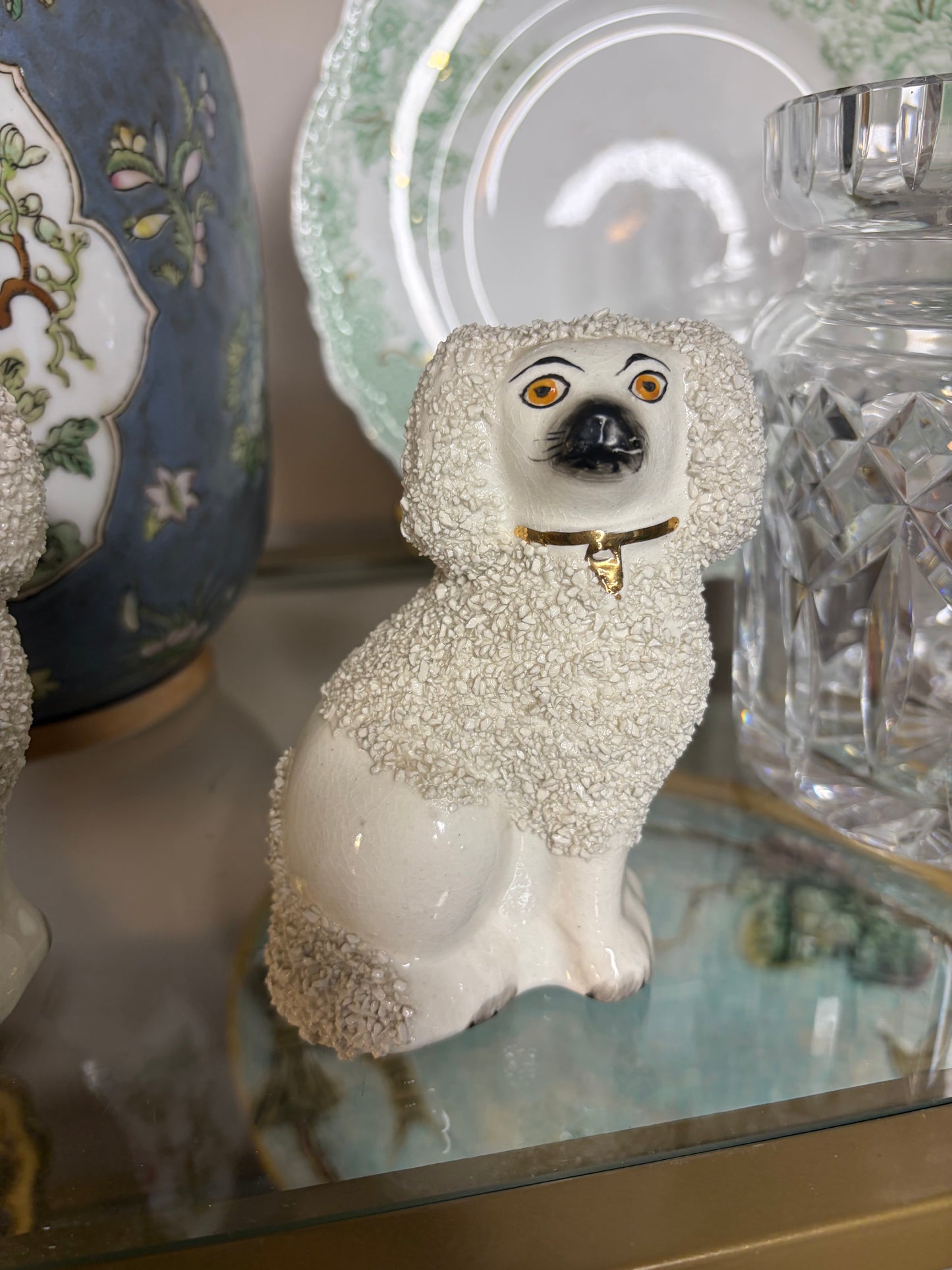 Antique Staffordshire confetti poodle!