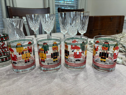 Georges Briard Christmas nutcracker and Santa glasses set of 4!