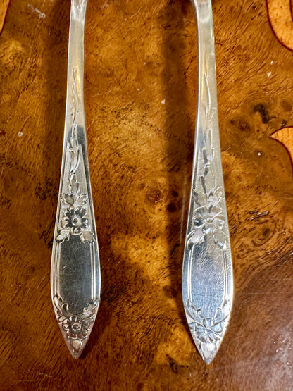 Vintage Stieff Lady Claire Sterling Silver Teaspoons | Hand Engraved 1925 Pattern | Pair