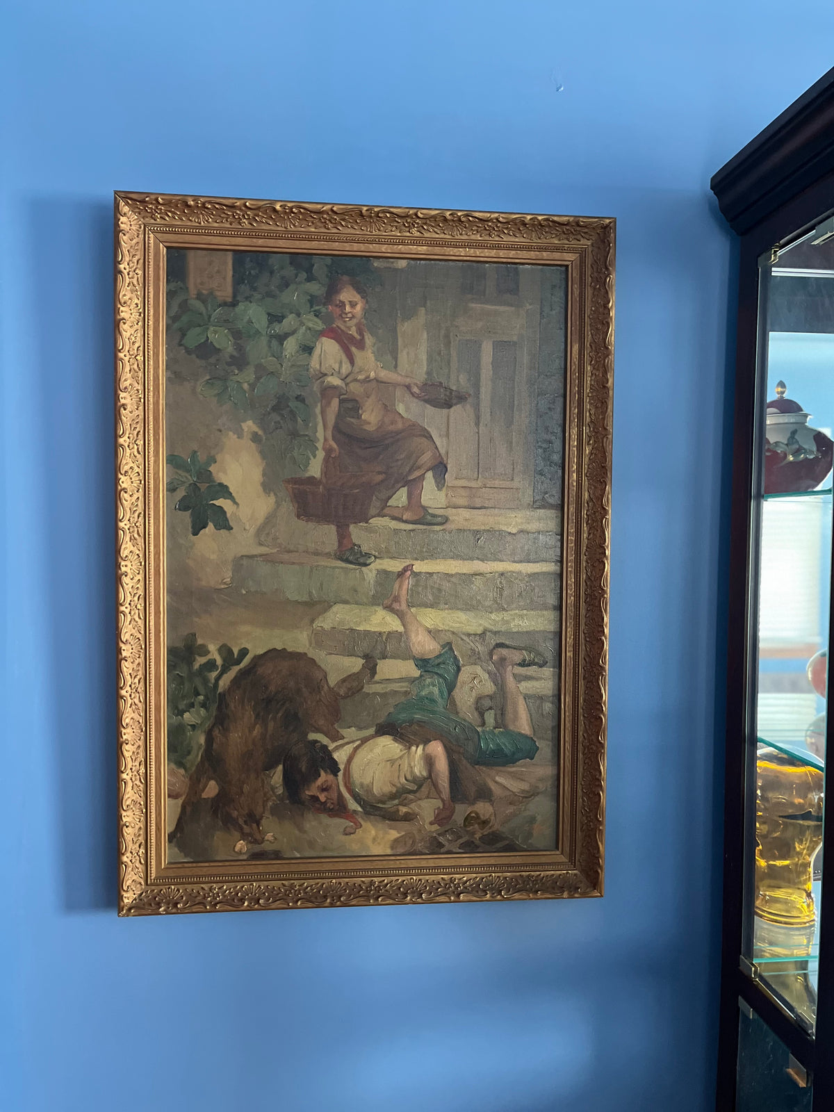 Fabulous Original Genre Oil Painting After Toby E. Rosenthal – He Who Laughs Last, Laughs Best – Dated 1942/Signed G. F. Brand