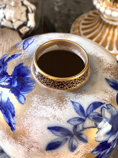 Antique Late 1800’s Doulton Burslem Gilded Flow Blue Vase - Marked - Stamped - Numbered - Signed