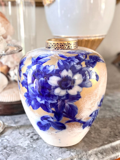 Antique Late 1800’s Doulton Burslem Gilded Flow Blue Vase - Marked - Stamped - Numbered - Signed