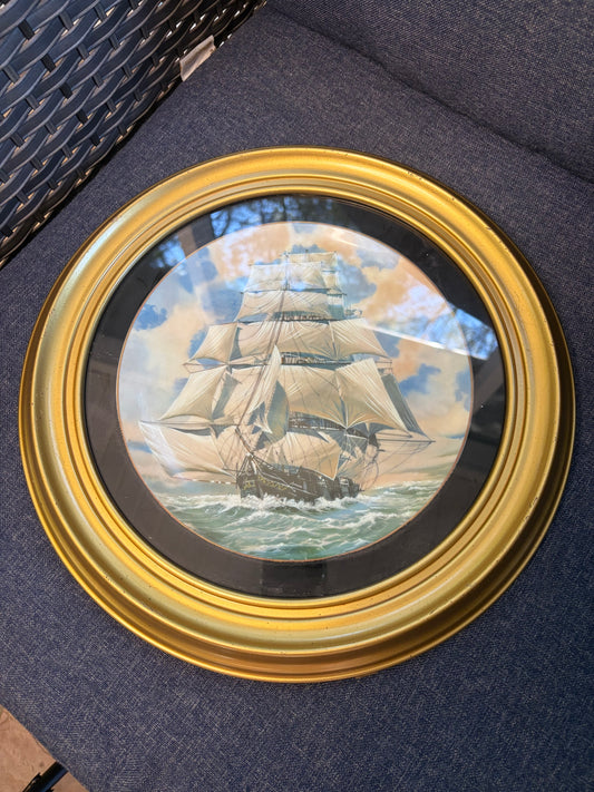 Lovely framed ship plate!