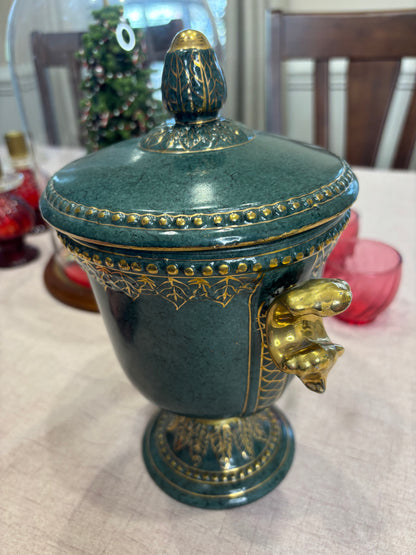 Decorative Green and Gold lidded jar!