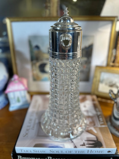 Vintage Silver-Plate & Cut Crystal Claret Jug (Mid-20th Century), 14"