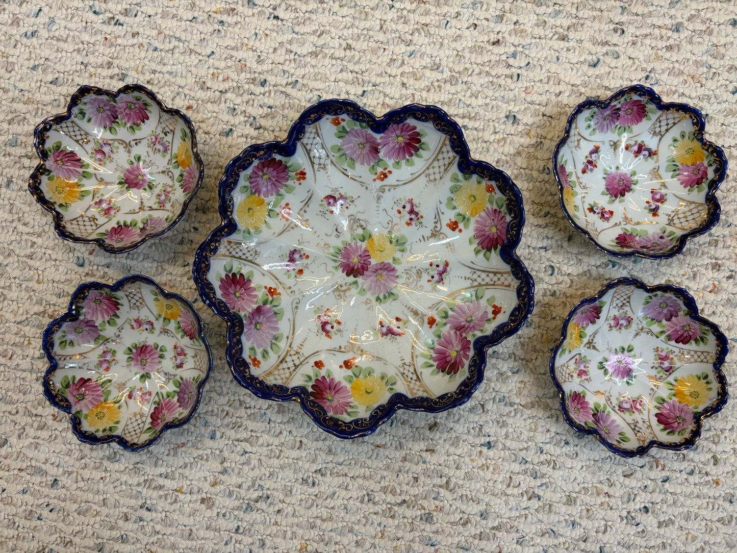 Stunning antique Nippon berry bowls set!
