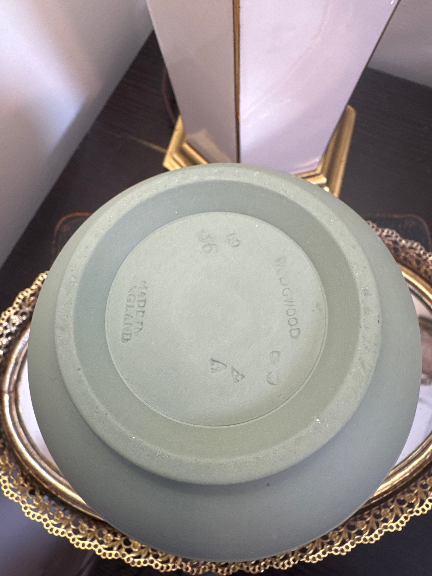 Wedgwood sage green white 5” tall