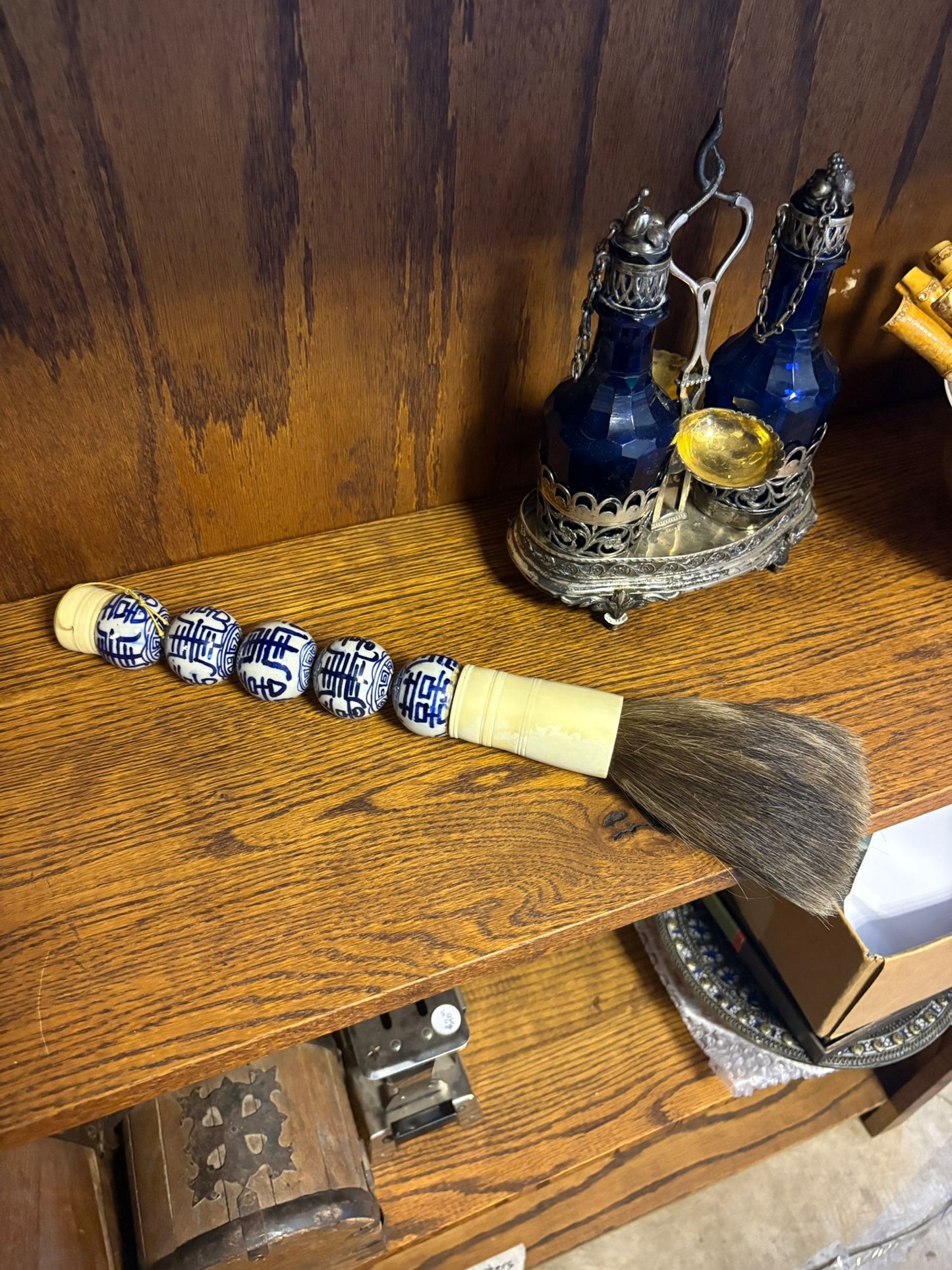 WCCR Charitable Item #102 | Large Blue & White Chinese Calligraphy Brush | Decorative Display | 15”