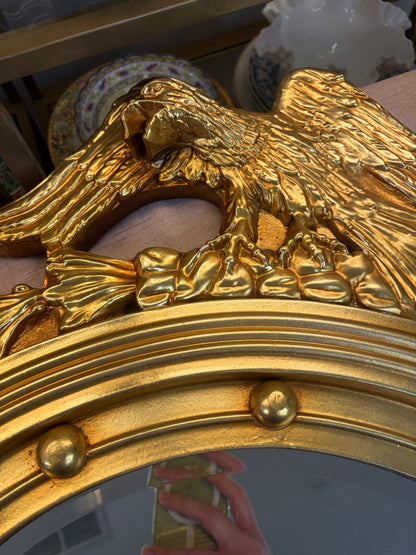 Stunning American Federal Eagle Bullseye Gold Gilt wood mirror! Measures 32.5” x 23 1/4”.