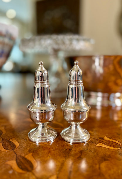 Vintage Empire Sterling Silver Weighted Salt & Pepper Shakers | No. 232 | Glass-Lined Pair