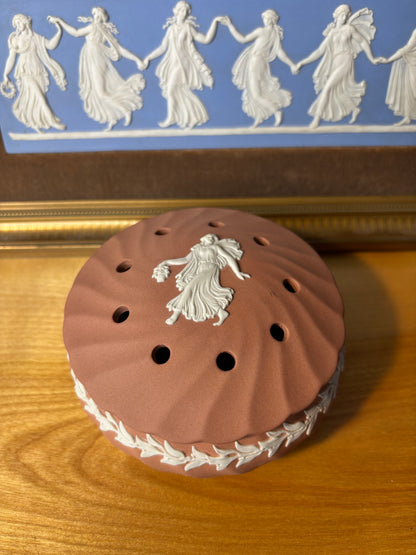Wedgwood Jasperware terracotta potpourri lidded dish!
