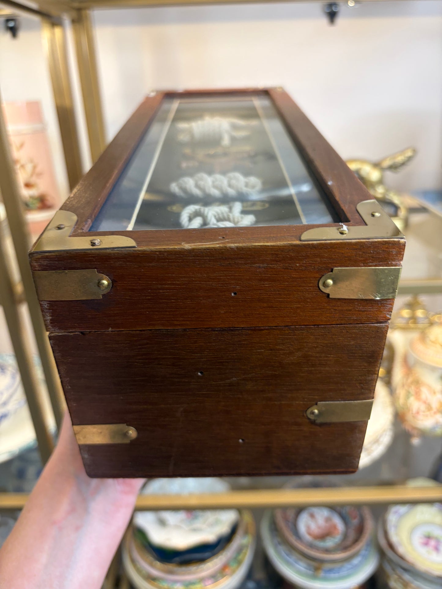Lovely nautical wooden wine box display holder!