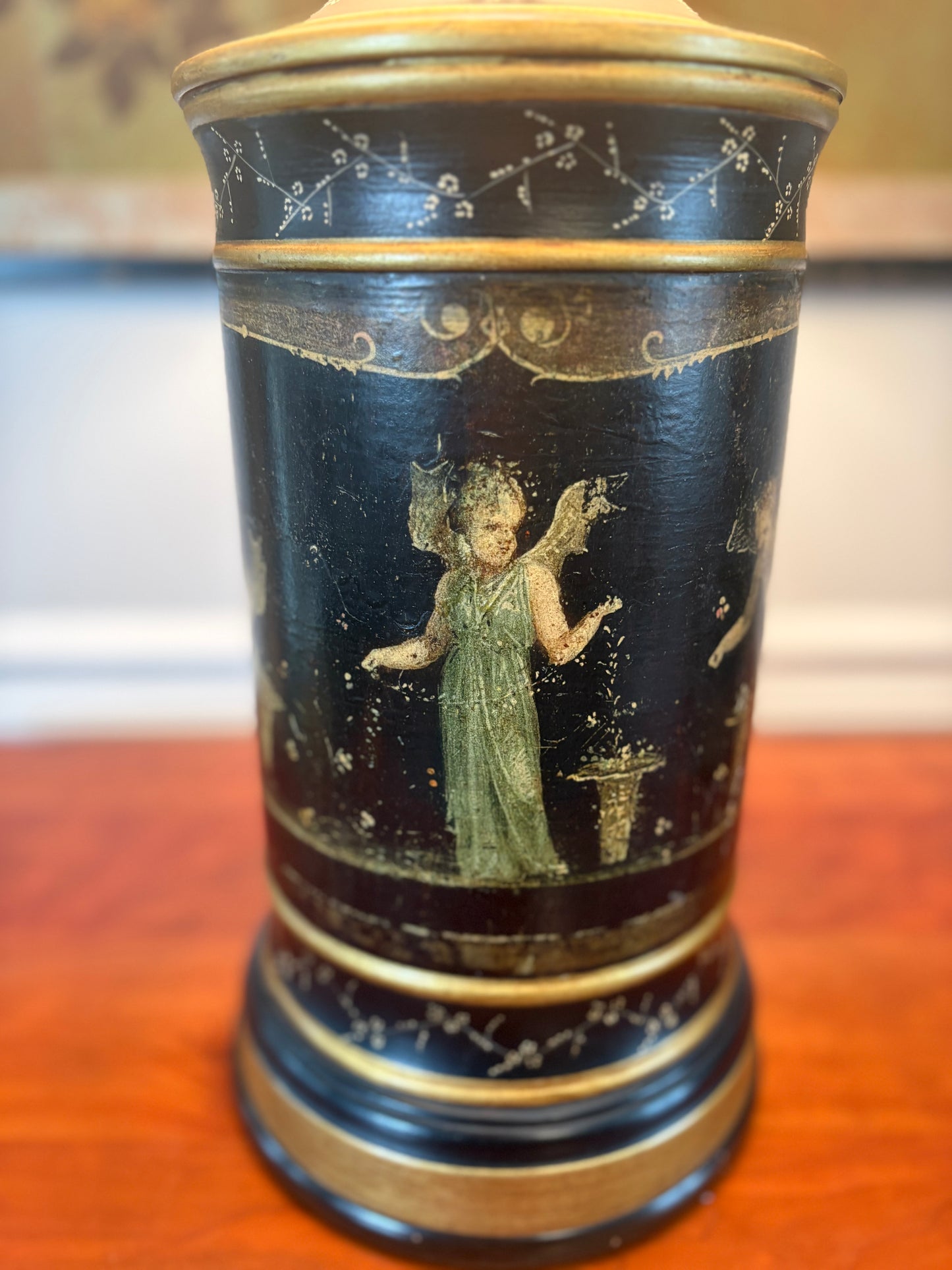 Fabulous Chinoiserie Table Lamp with Silk Shade