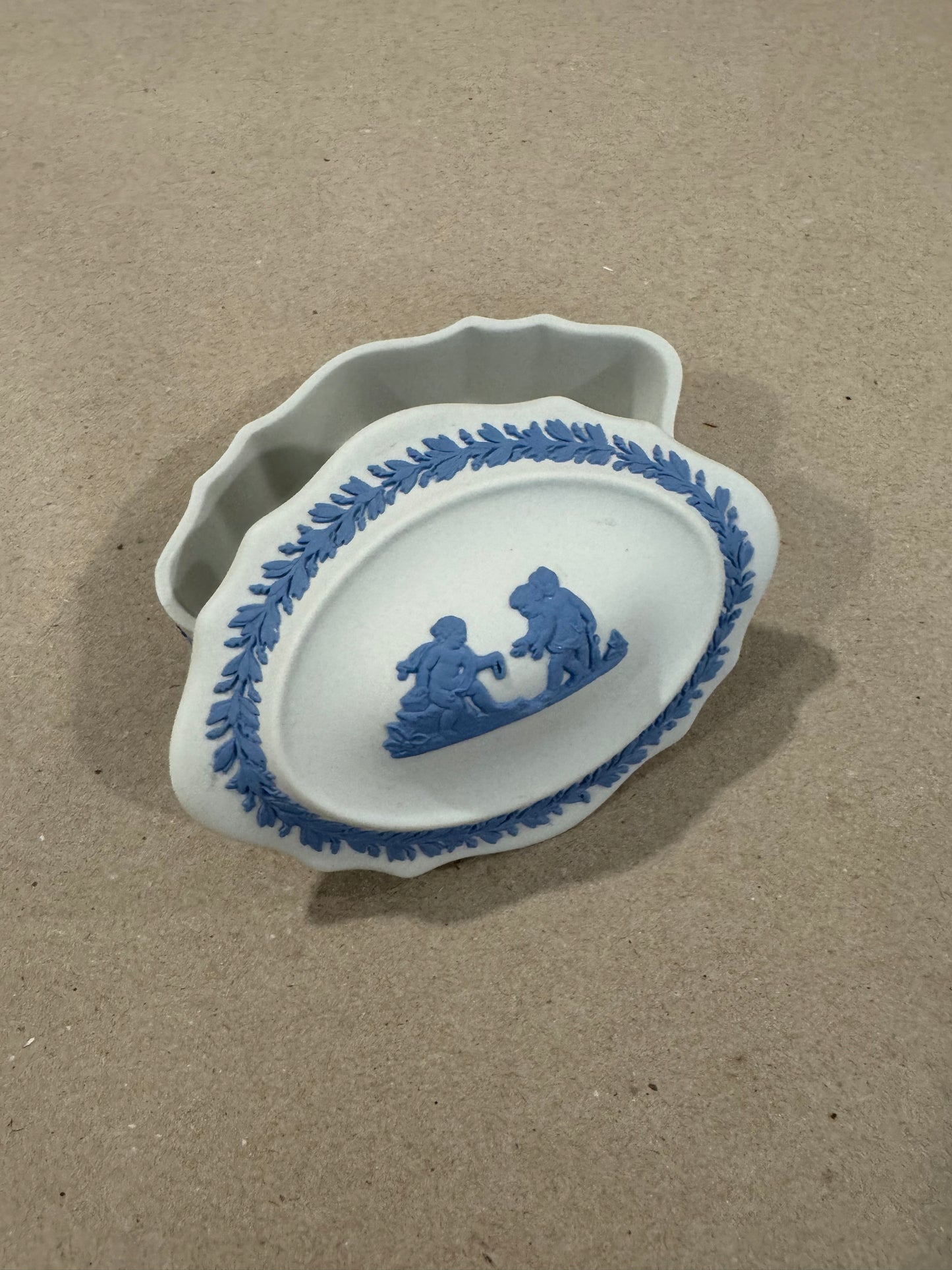 Wedgwood white and blue oval trinket box