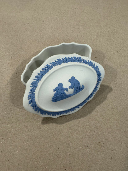 Wedgwood white and blue oval trinket box