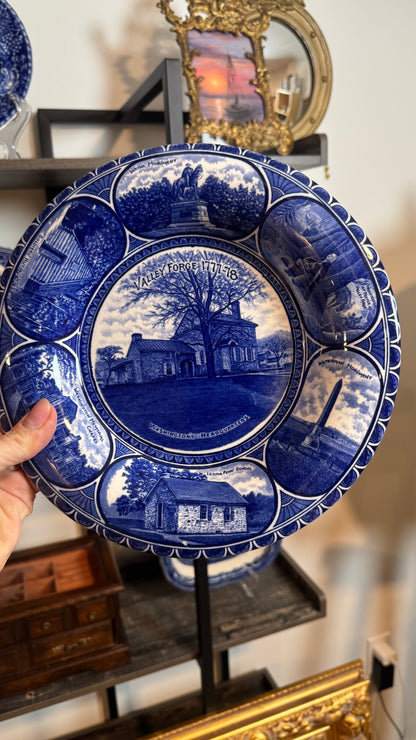 Blue and white vintage historical plate