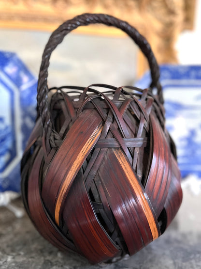 Sculptural Antique Japanese Bamboo Ikebana (Flower) Basket