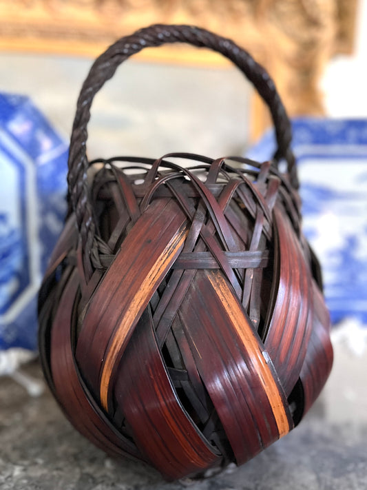 Sculptural Antique Japanese Bamboo Ikebana (Flower) Basket
