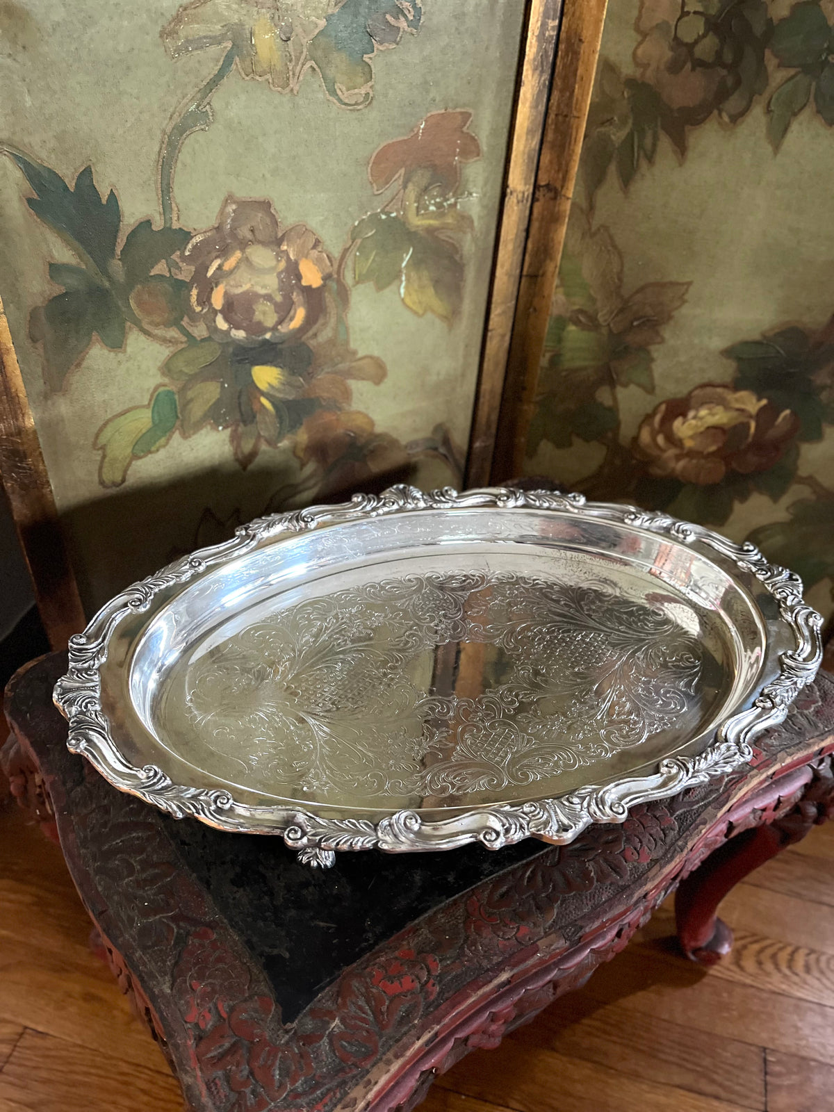 ⚜️Reserved Live 09/22 Gorgeous Rococo Sheffield Silverplate Tray