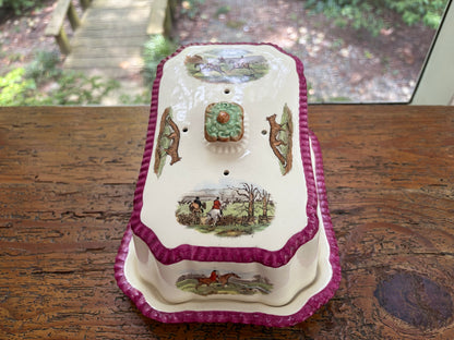 Stunning antique Copeland Spode hunting scene cheese dome!