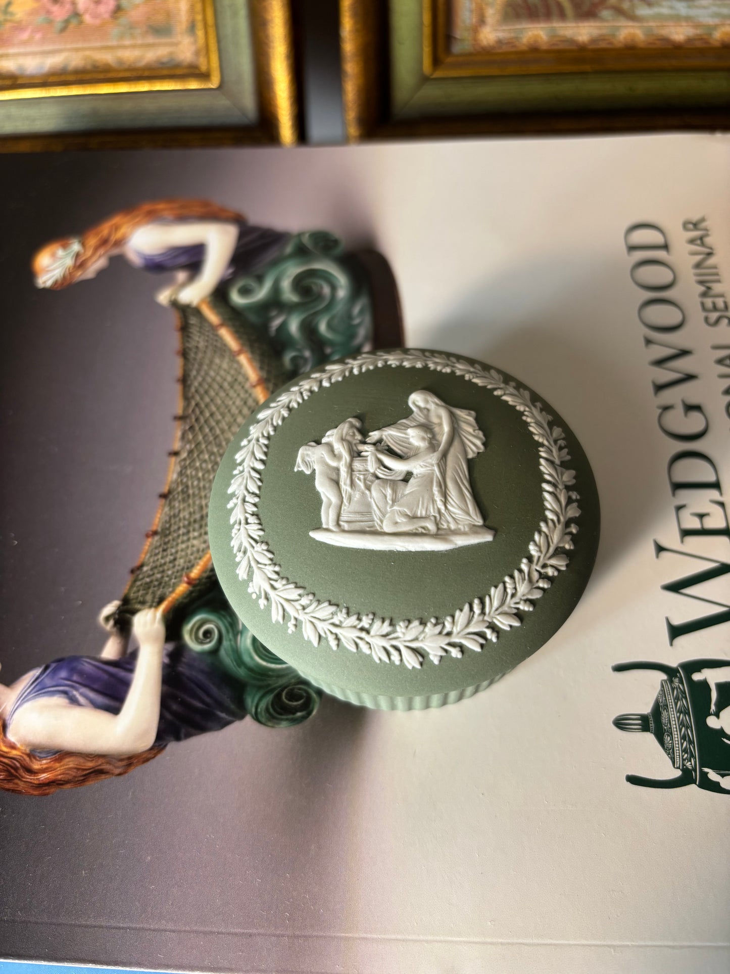 Wedgwood Jasperware Green trinket box!