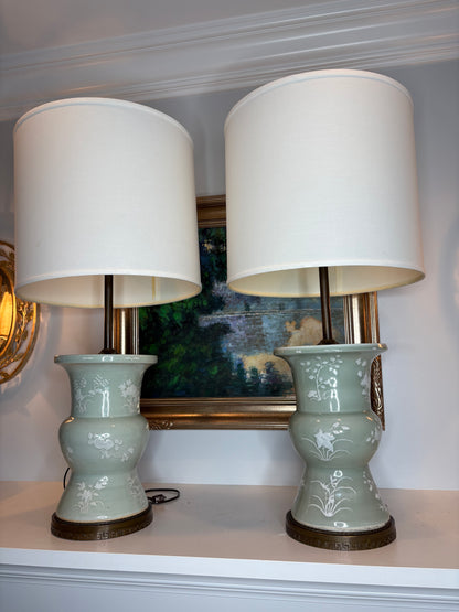 Pair of Exquisite Celadon Lamps