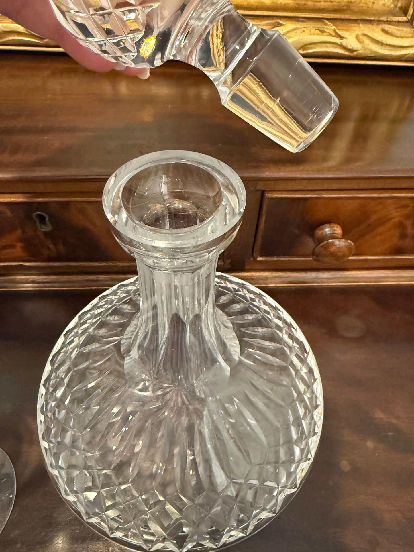 Vintage Crystal Ships Decanter