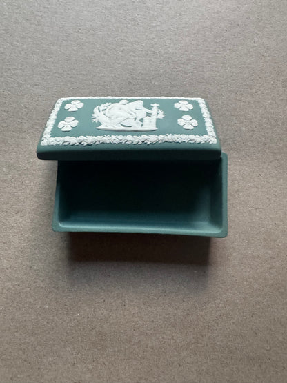Wedgewood teal rectangle trinket box 3.75x2x1.25