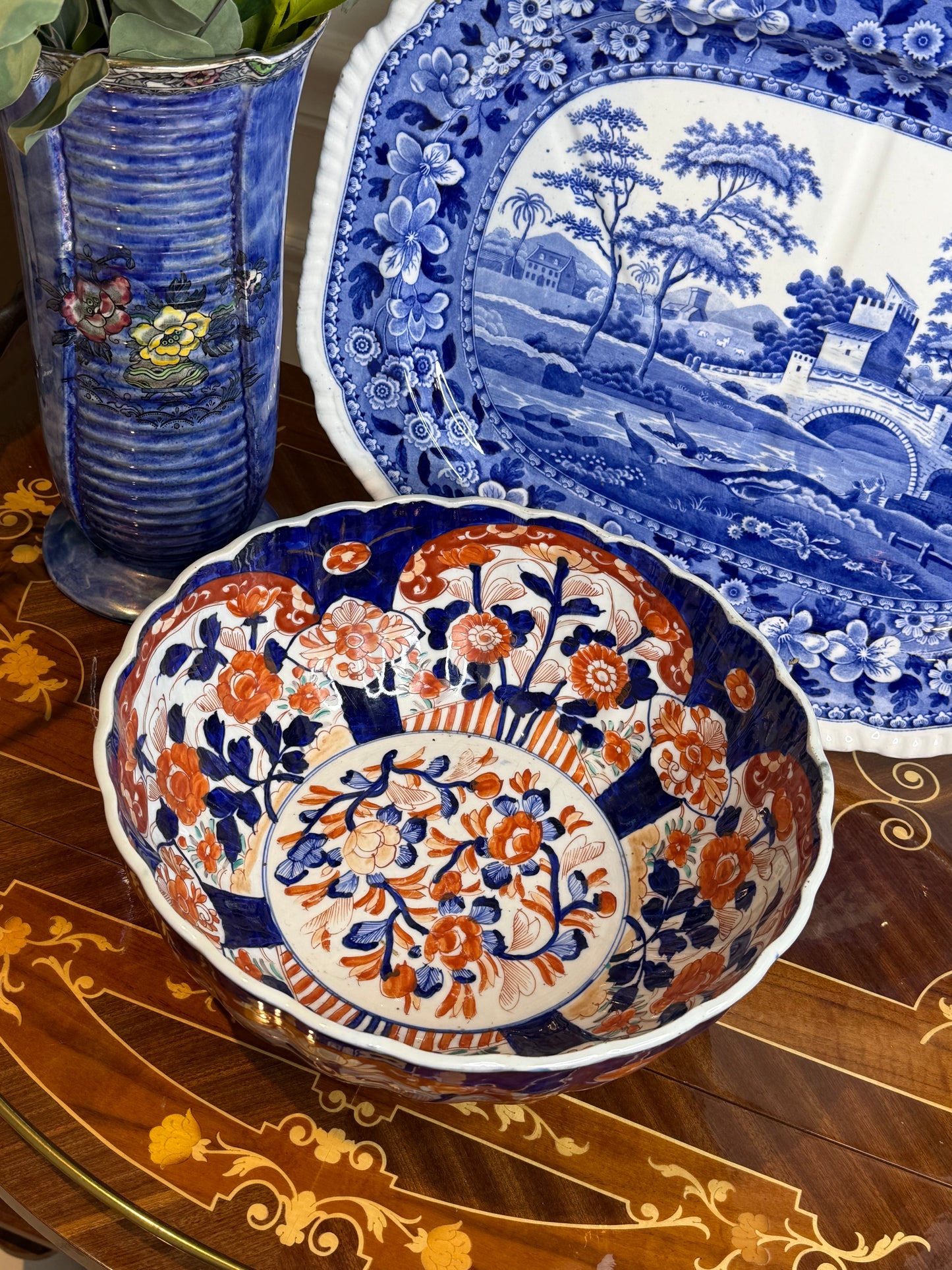 RESERVED - KRISTA- Antique Japanese Imari Hand-Painted Centerpiece Bowl, 12” Diameter x 5” Tall #DA4520