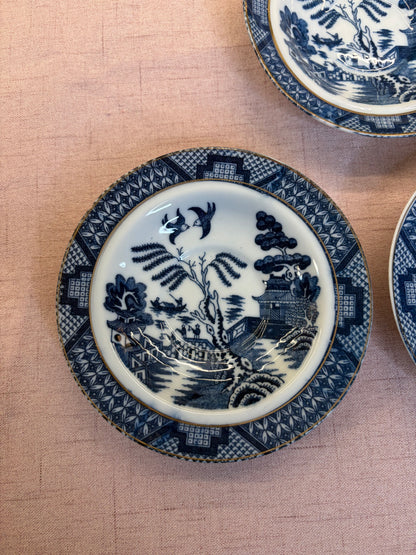 Beautiful French Blue Willow small shallow bowls set of 5!