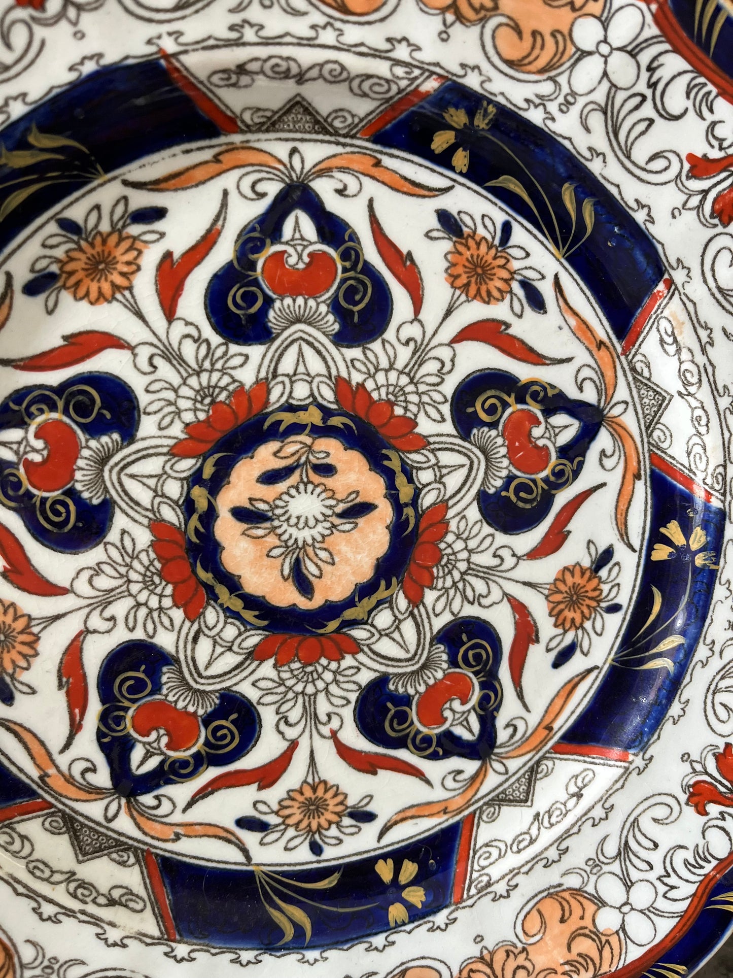Live 07/28 Vibrant Antique Mason’s Georgian Plate - Unusual Geometric Pattern