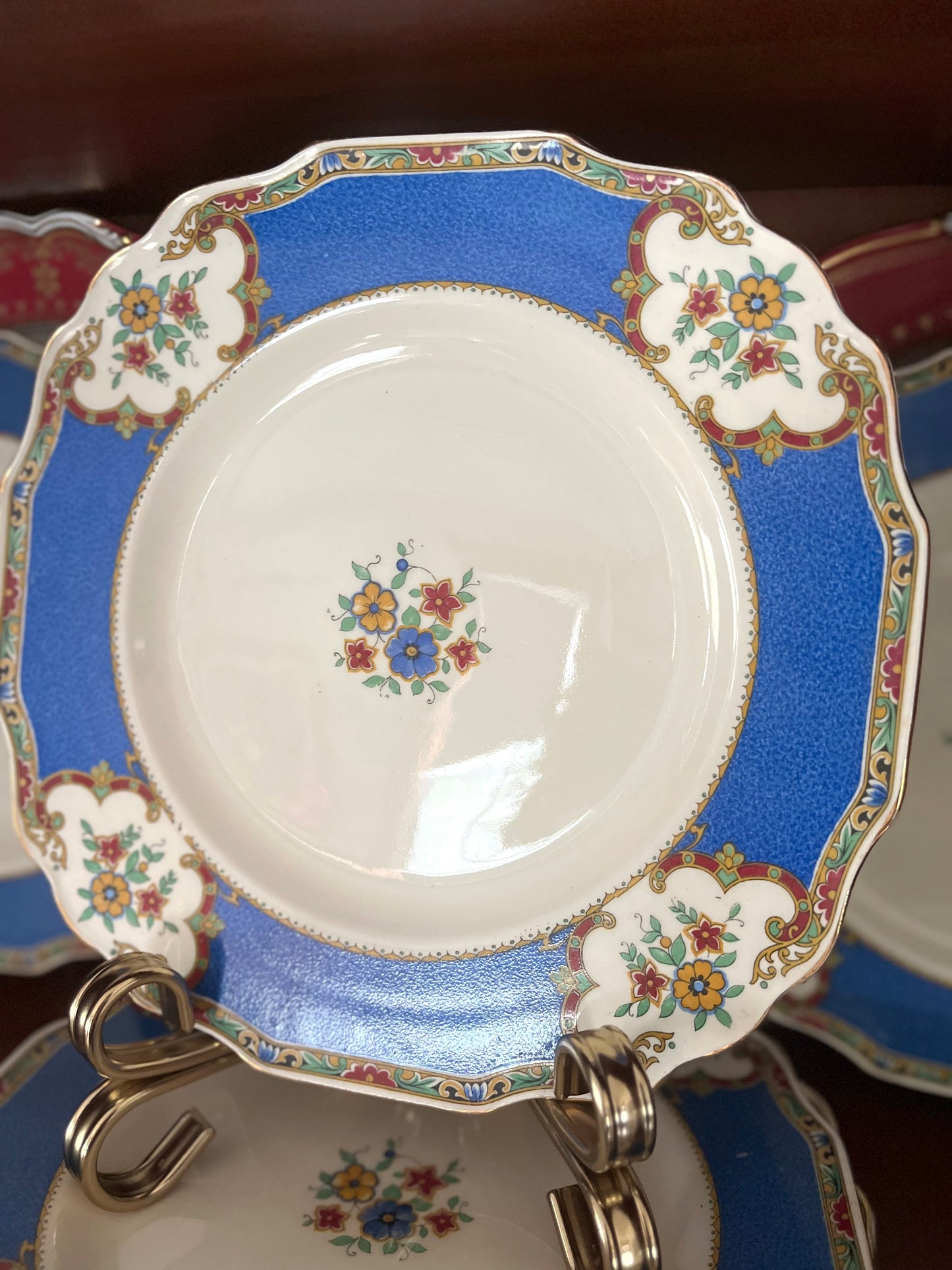 Live 06/09 Stunning Set Of 8 Staffordshire Cobalt Dinner Plates - Myott & Sons